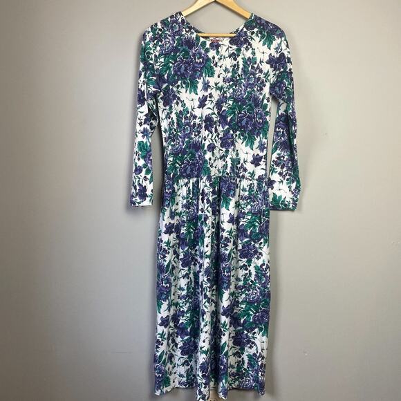 Vintage FADS 80s Cotton Blend Floral Market Dress - Picture 1 of 7